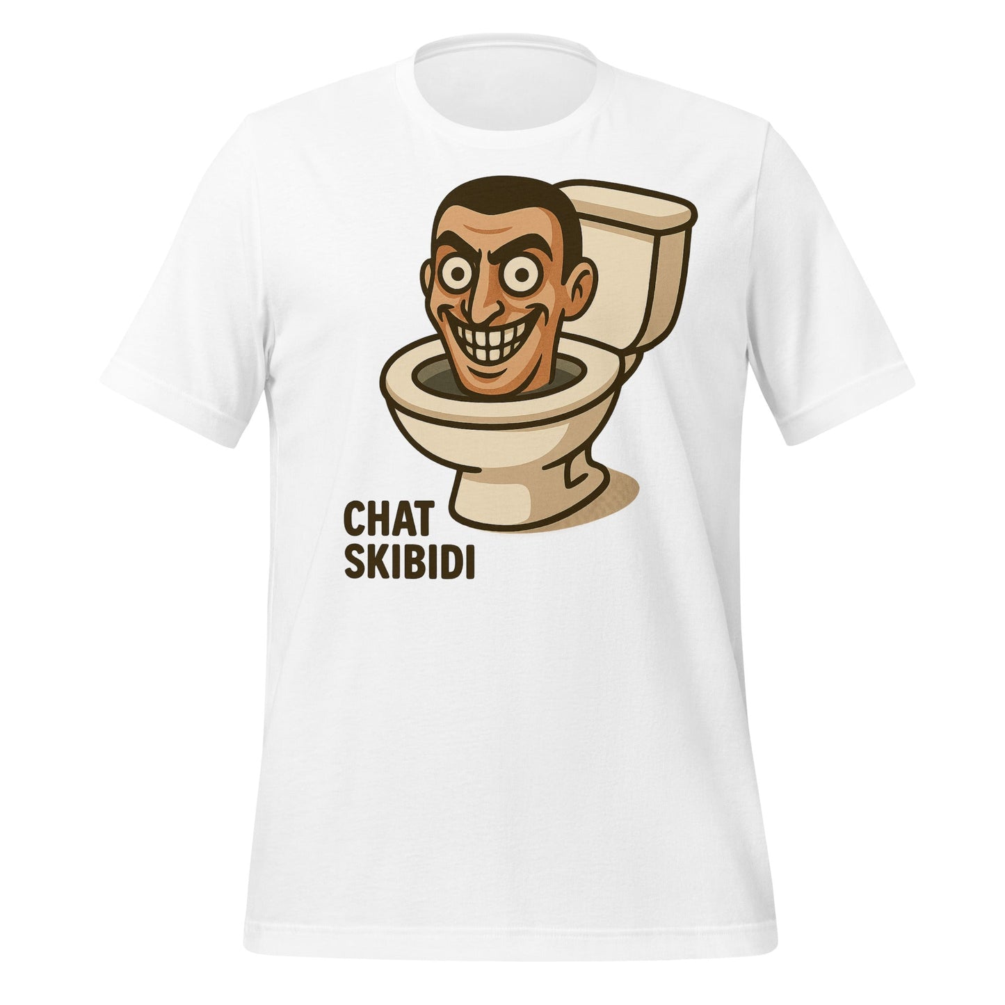 Image of the AI Brainrot Character CHAT SKIBIDI T-Shirt (unisex) White / XS.