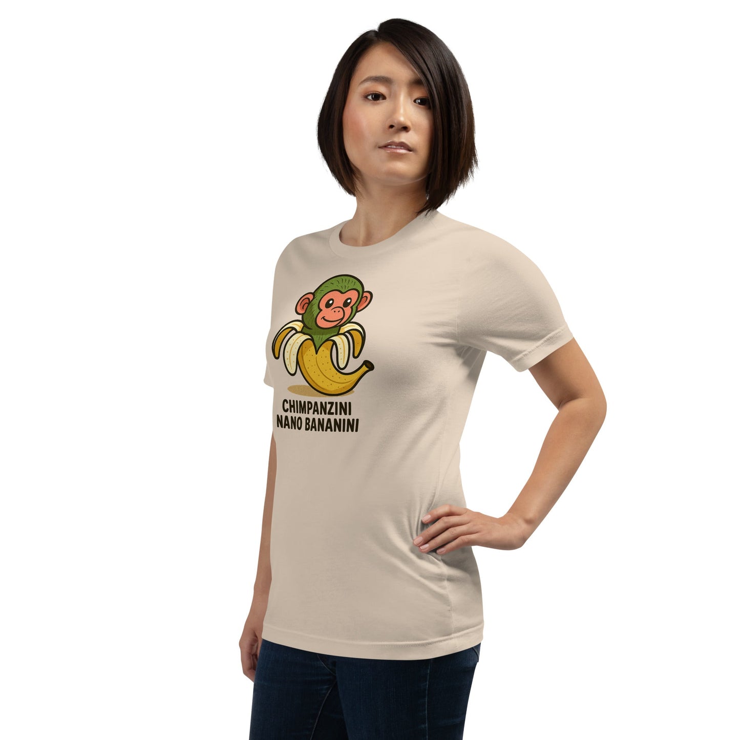 Image of the AI Brainrot Character CHIMPANZINI NANO BANANINI T-Shirt (unisex).