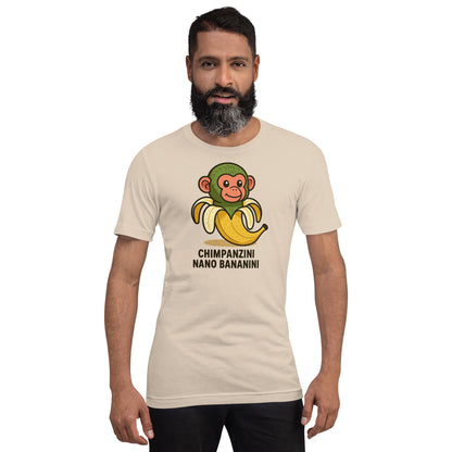 Image of the AI Brainrot Character CHIMPANZINI NANO BANANINI T-Shirt (unisex).