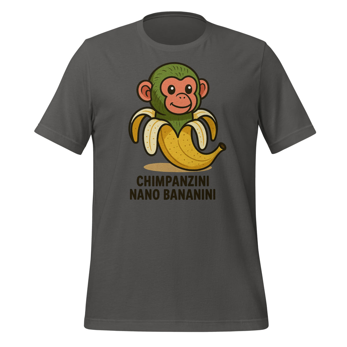 Image of the AI Brainrot Character CHIMPANZINI NANO BANANINI T-Shirt (unisex) Asphalt / M.