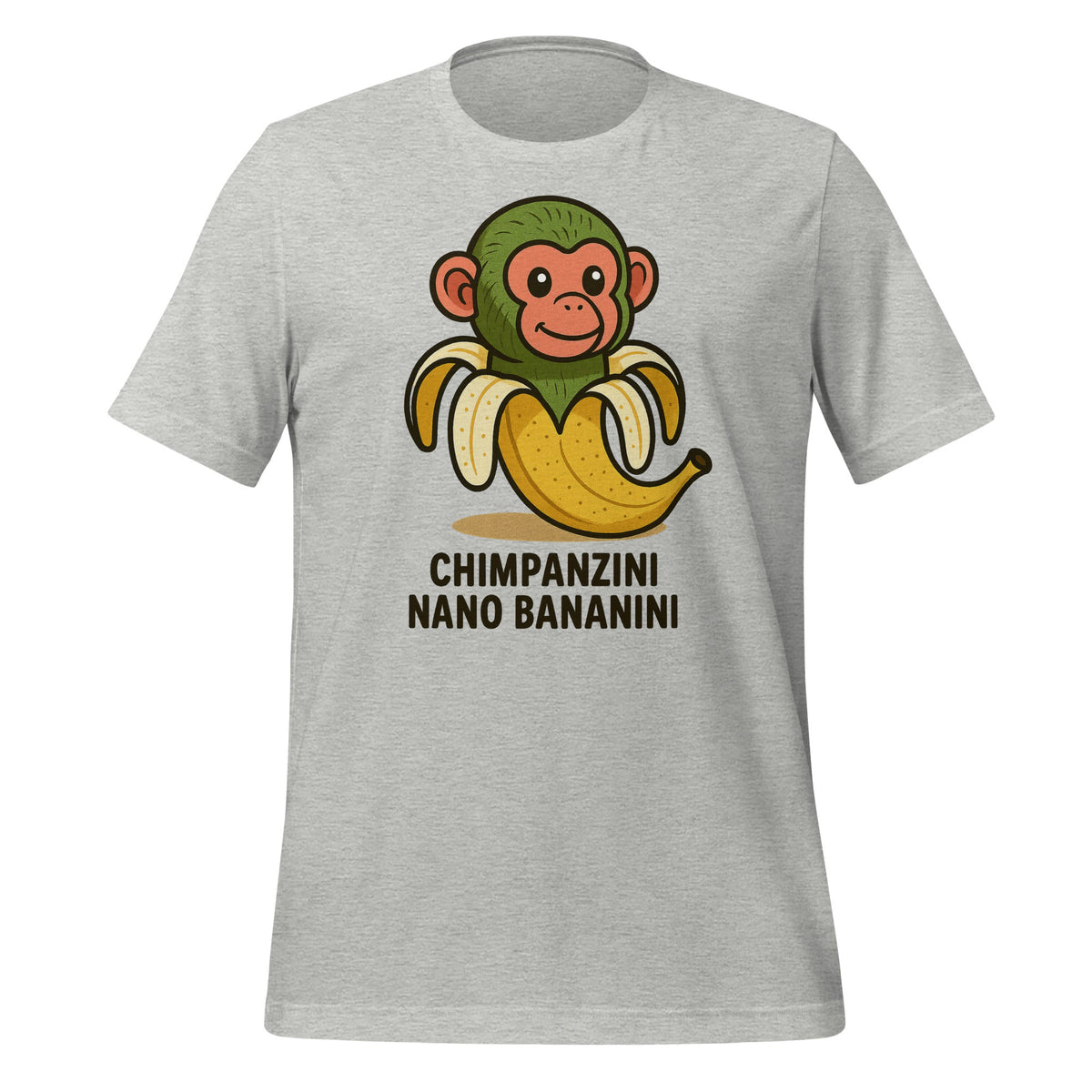 Image of the AI Brainrot Character CHIMPANZINI NANO BANANINI T-Shirt (unisex) Athletic Heather / M.