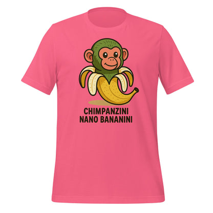 Image of the AI Brainrot Character CHIMPANZINI NANO BANANINI T-Shirt (unisex) Charity Pink / M.