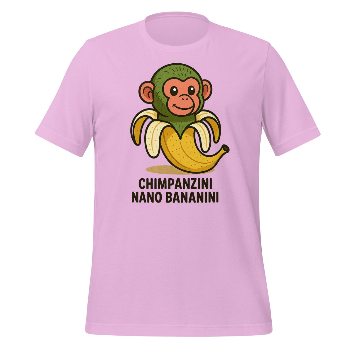 Image of the AI Brainrot Character CHIMPANZINI NANO BANANINI T-Shirt (unisex) Lilac / M.