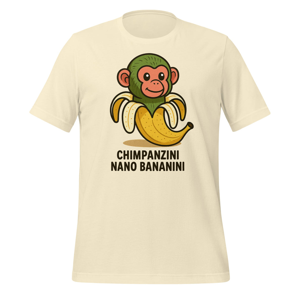 Image of the AI Brainrot Character CHIMPANZINI NANO BANANINI T-Shirt (unisex) Natural / M.