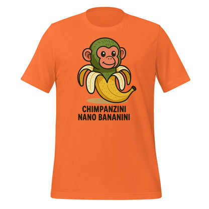 Image of the AI Brainrot Character CHIMPANZINI NANO BANANINI T-Shirt (unisex) Orange / M.