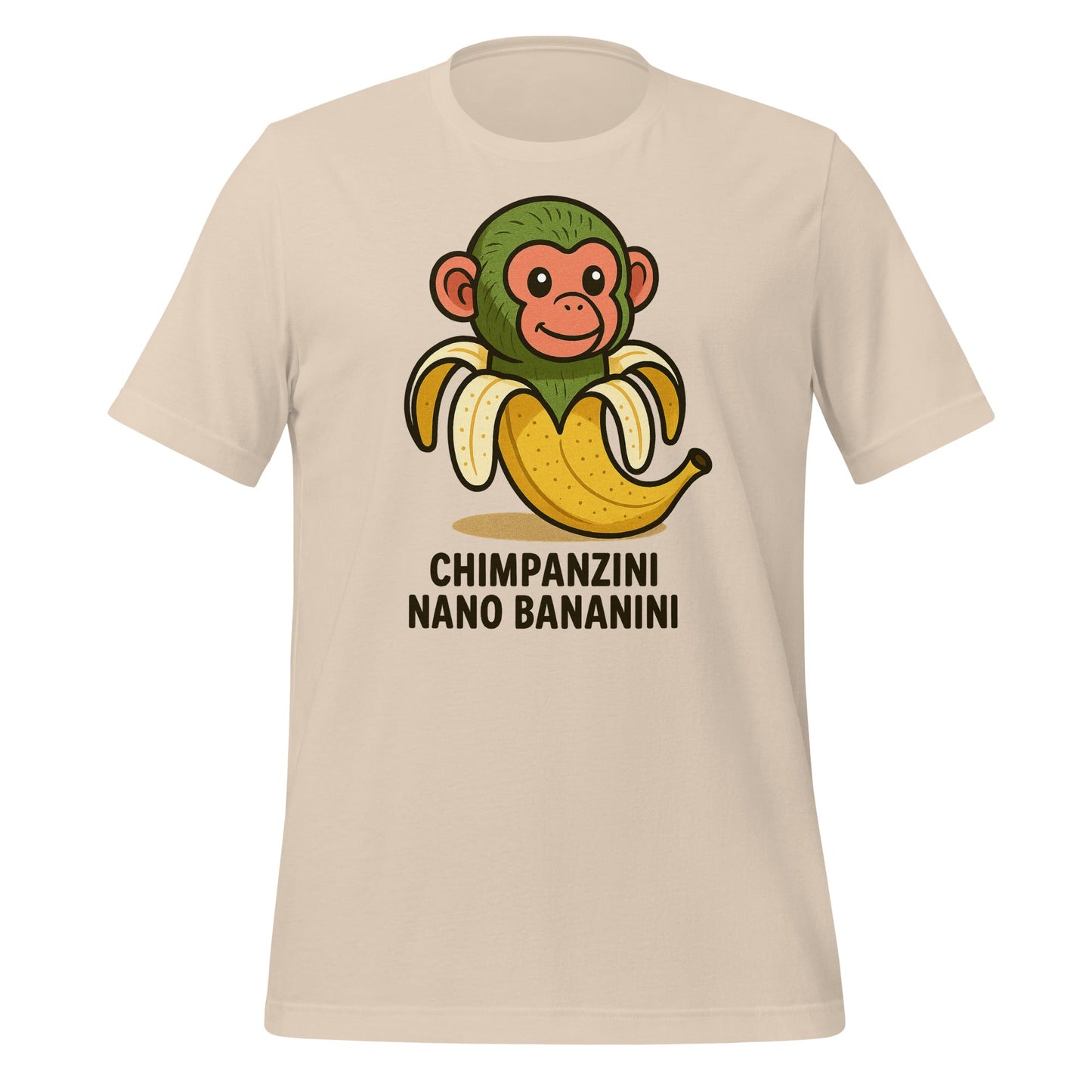 Image of the AI Brainrot Character CHIMPANZINI NANO BANANINI T-Shirt (unisex) Soft Cream / M.