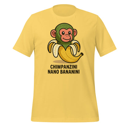 Image of the AI Brainrot Character CHIMPANZINI NANO BANANINI T-Shirt (unisex) Yellow / M.