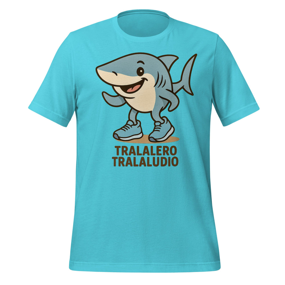 Image of the AI Brainrot Character TRALALERO TRALALUDIO T-Shirt Turquoise / M.