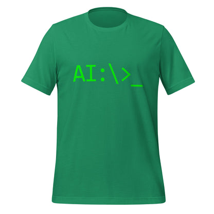Product mockup photo of the AI Command Prompt T Shirt (unisex) Kelly / M.