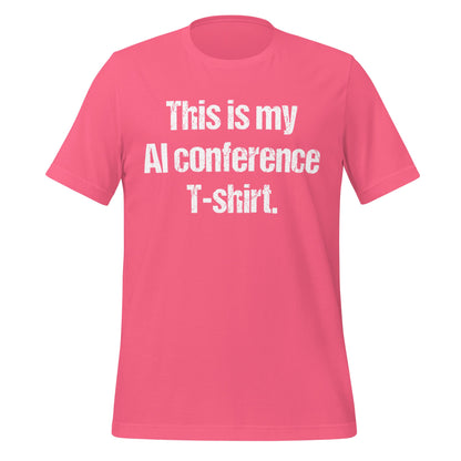 Mockup image of the AI Conference T Shirt (unisex) Charity Pink / M.