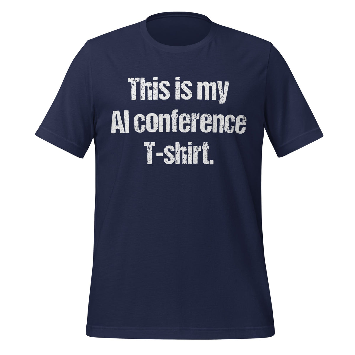 Mockup image of the AI Conference T Shirt (unisex) Navy / M.