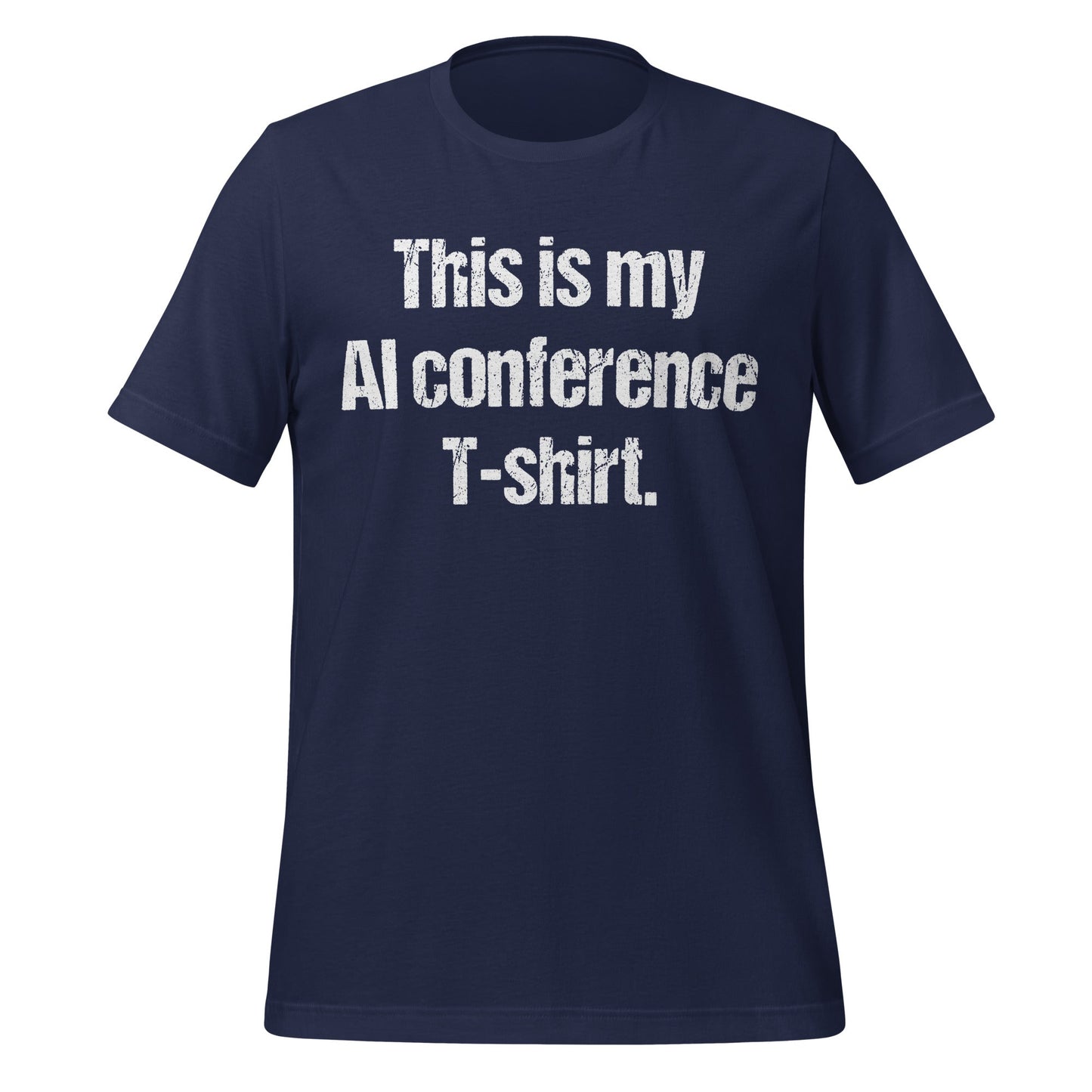 Mockup image of the AI Conference T Shirt (unisex) Navy / M.