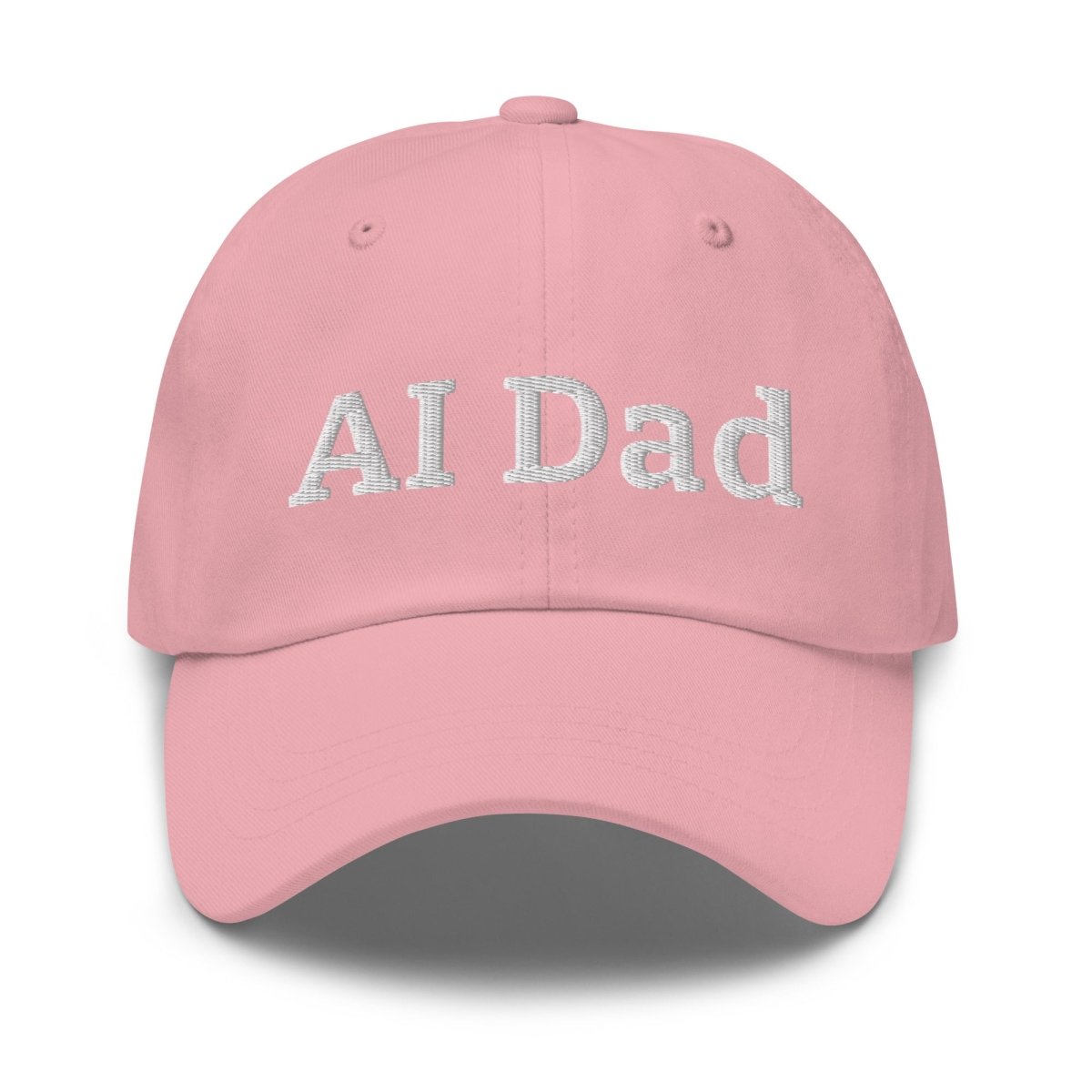 Product mockup photo of the AI Dad Cap Pink.