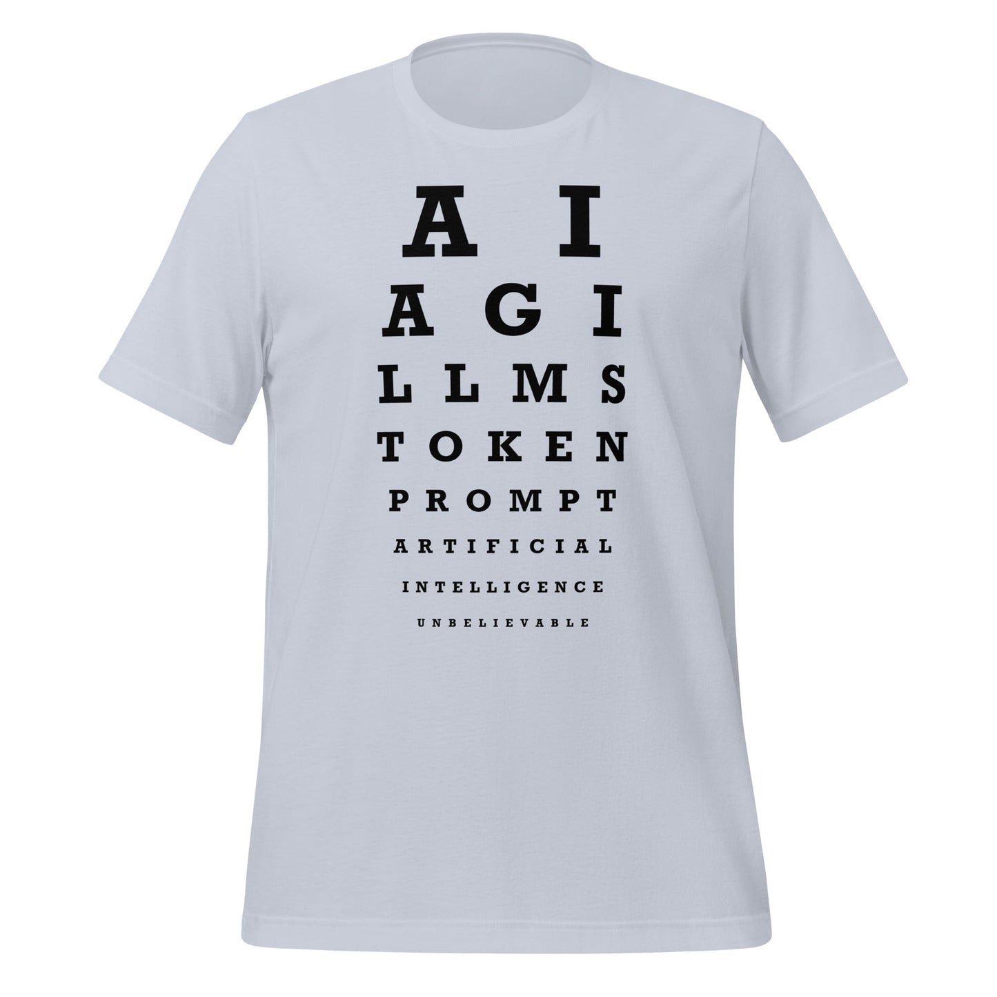 Image of the AI Eye Sight Test T-Shirt (unisex) Light Blue / M.