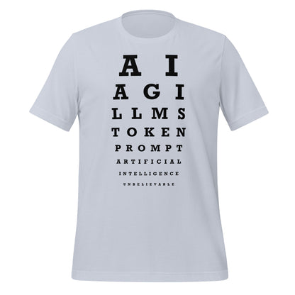 Image of the AI Eye Sight Test T-Shirt (unisex) Light Blue / M.