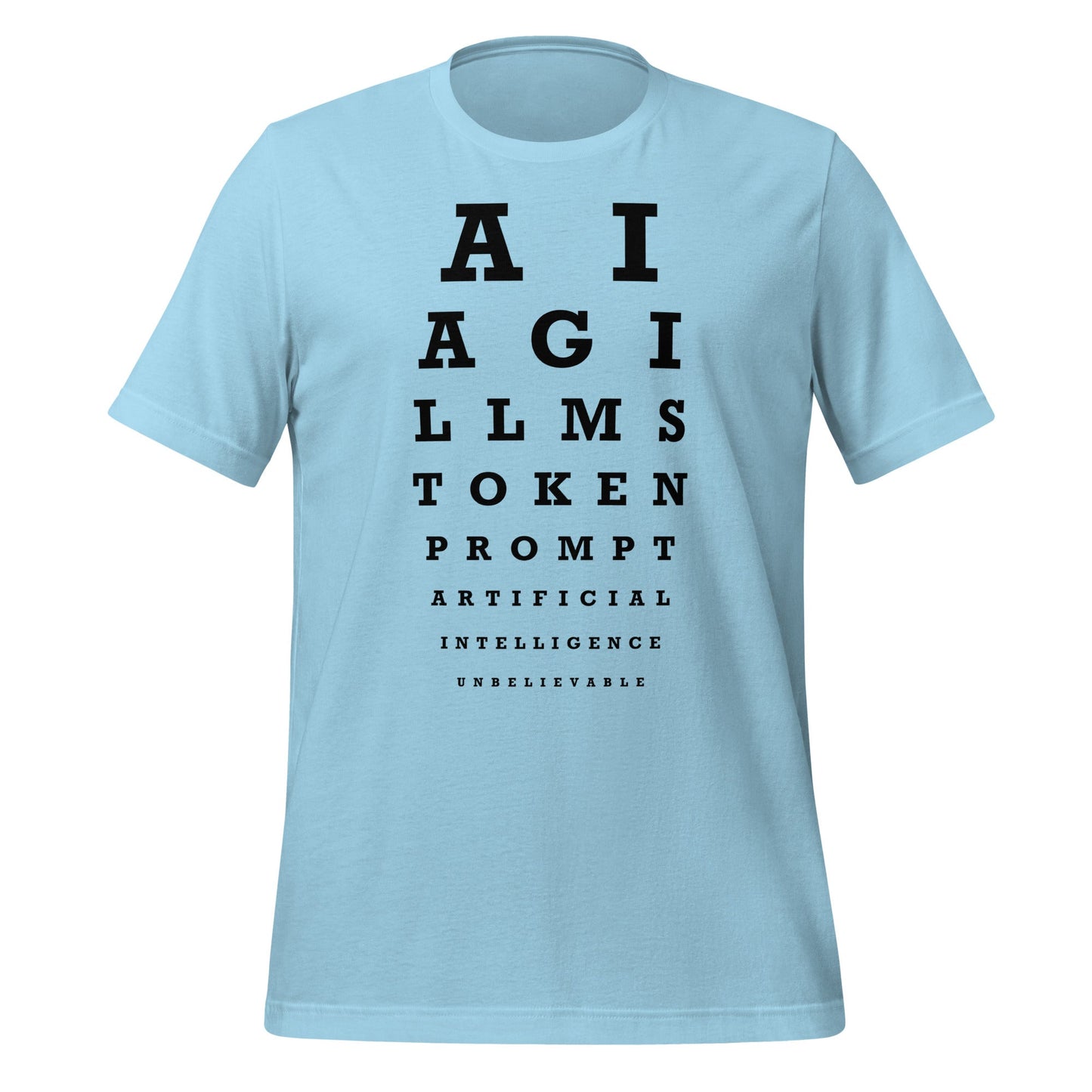 Image of the AI Eye Sight Test T-Shirt (unisex) Ocean Blue / M.