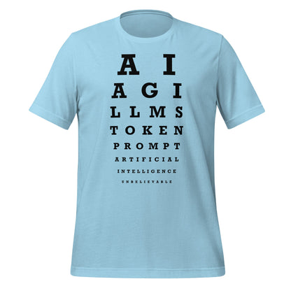 Image of the AI Eye Sight Test T-Shirt (unisex) Ocean Blue / M.