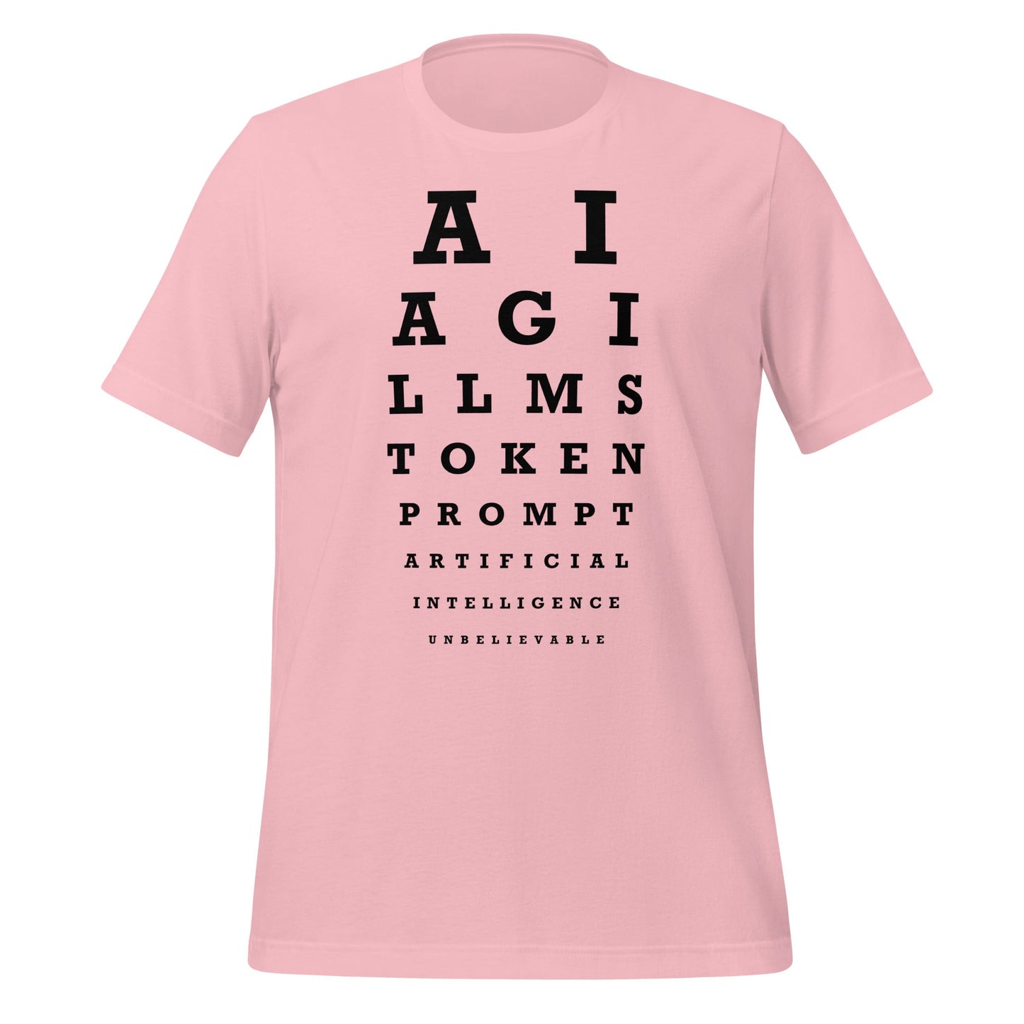 Image of the AI Eye Sight Test T-Shirt (unisex) Pink / M.