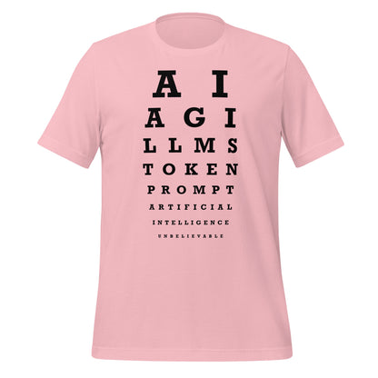 Image of the AI Eye Sight Test T-Shirt (unisex) Pink / M.