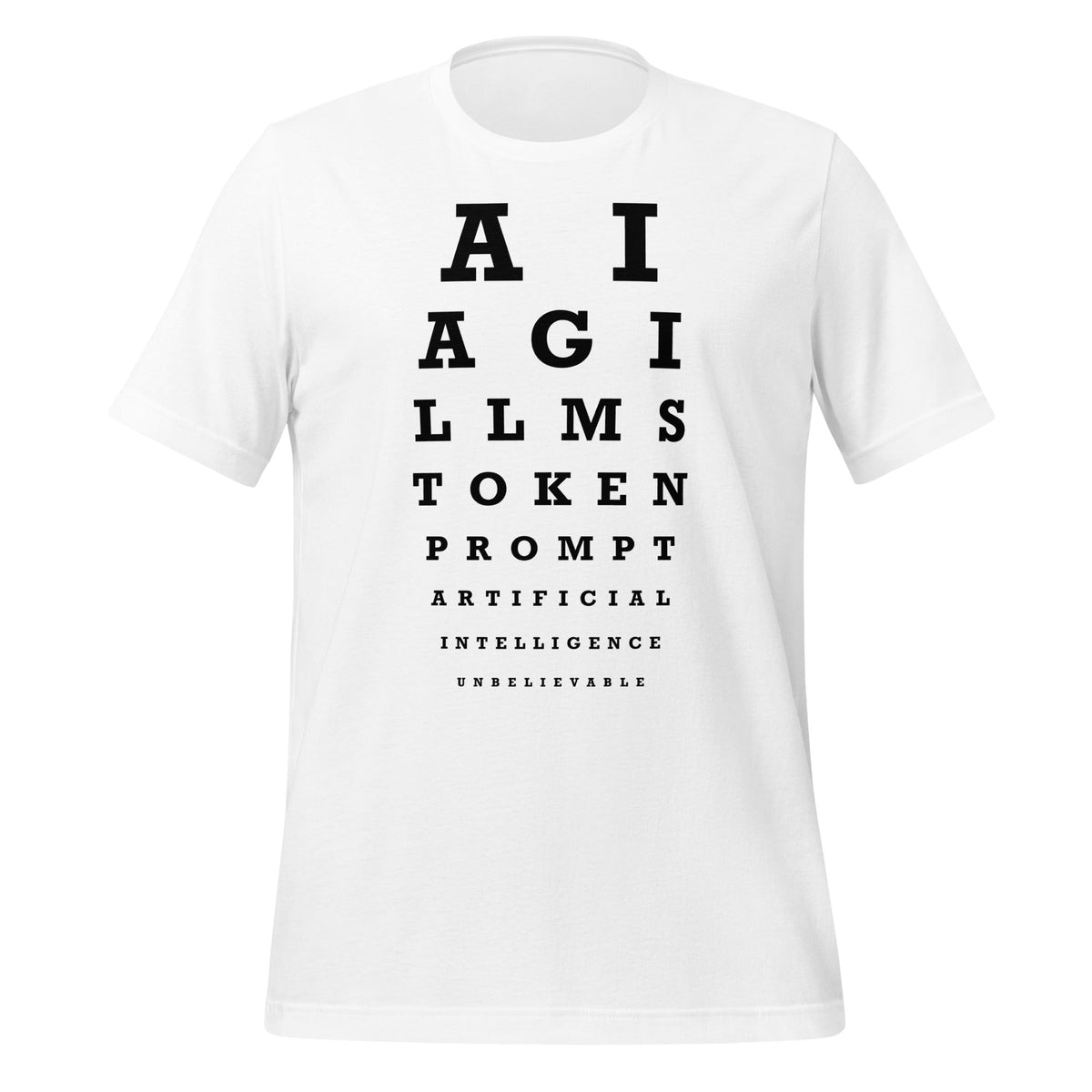 Image of the AI Eye Sight Test T-Shirt (unisex) White / M.