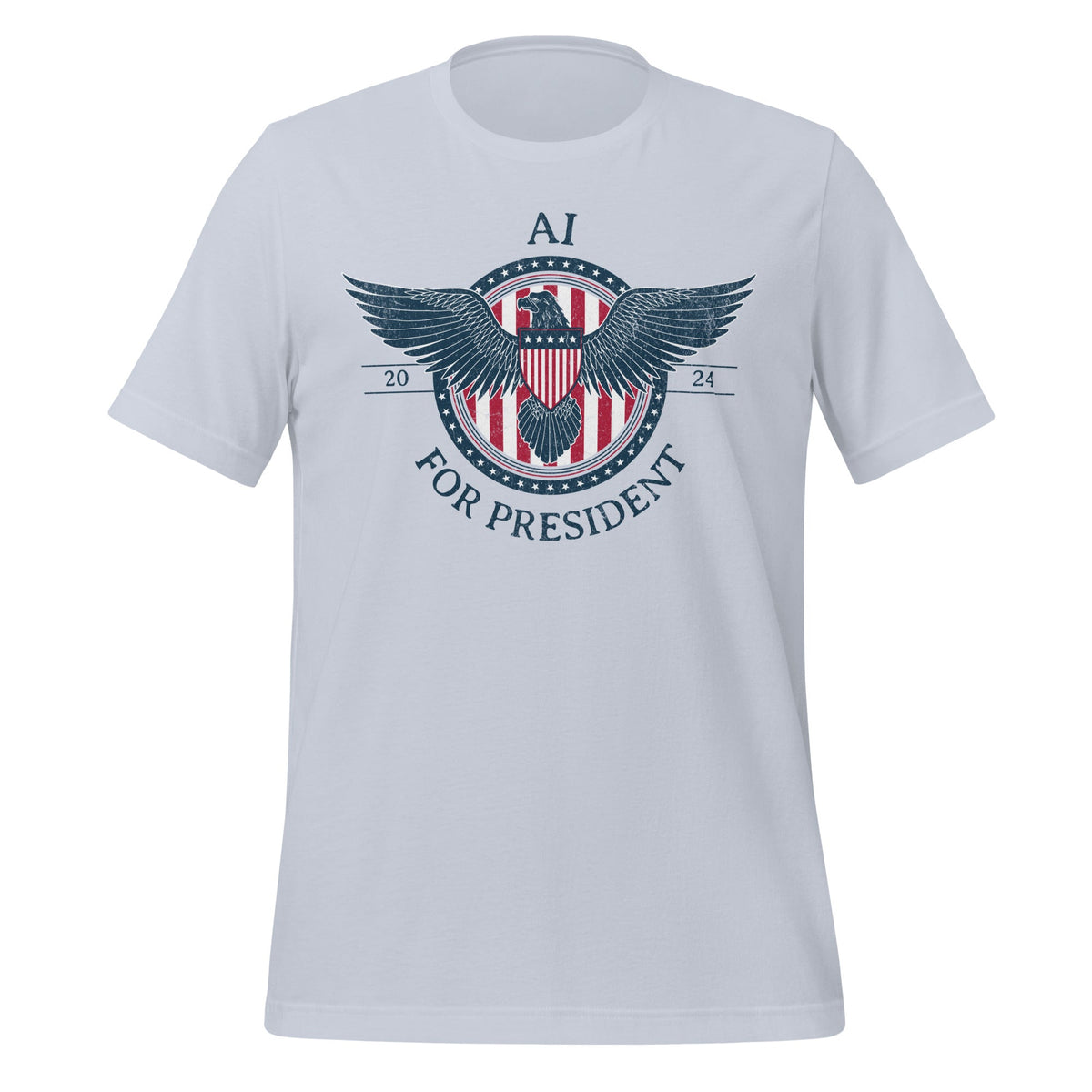Image of the AI for President 2024 T-Shirt (unisex) Light Blue / M.