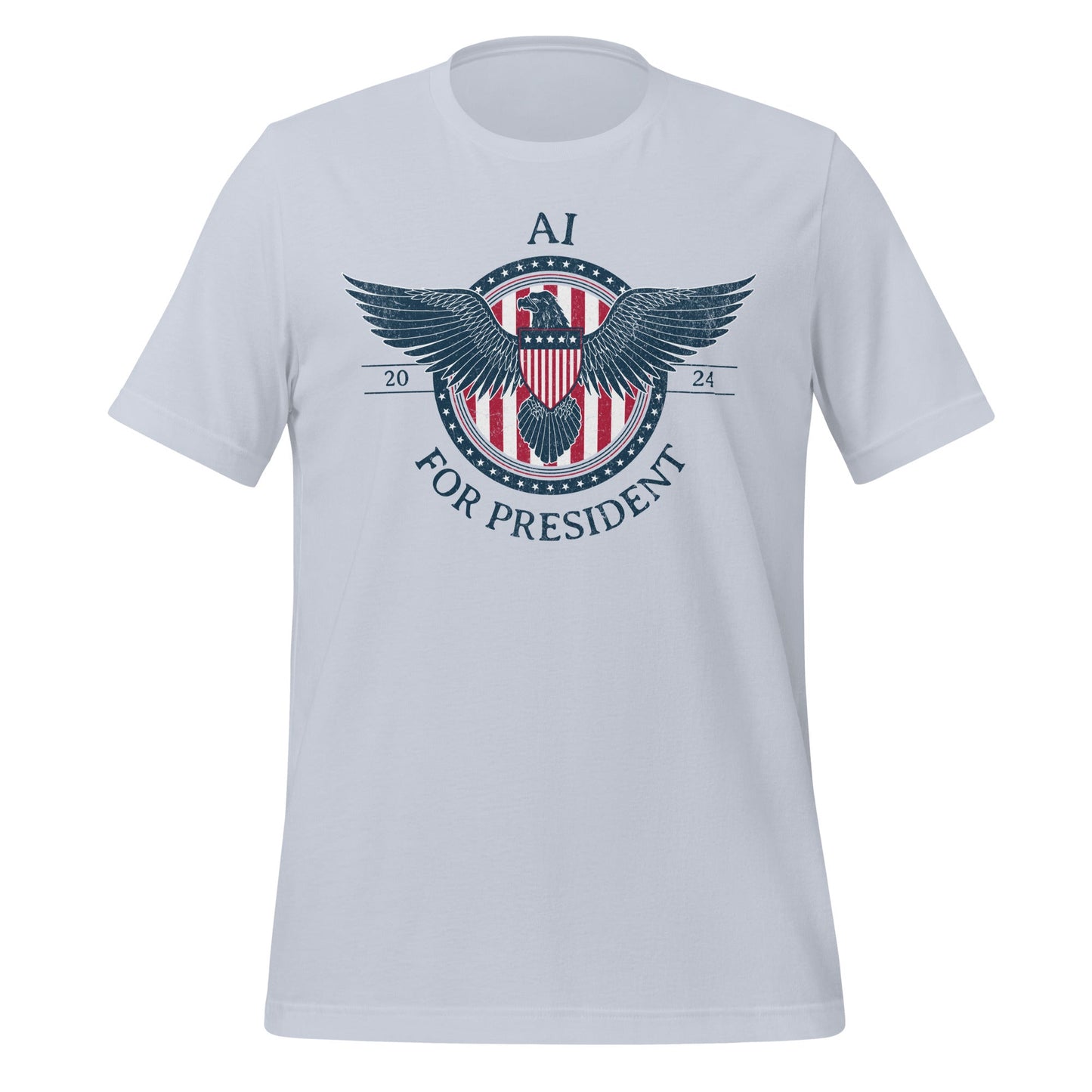 Image of the AI for President 2024 T-Shirt (unisex) Light Blue / M.