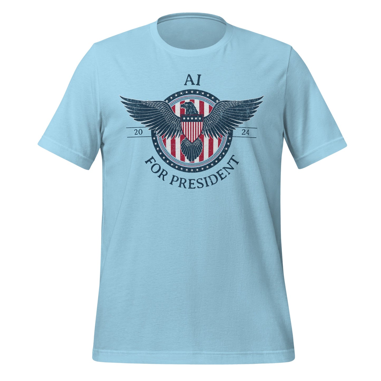 Image of the AI for President 2024 T-Shirt (unisex) Ocean Blue / M.