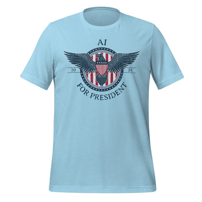 Image of the AI for President 2024 T-Shirt (unisex) Ocean Blue / M.
