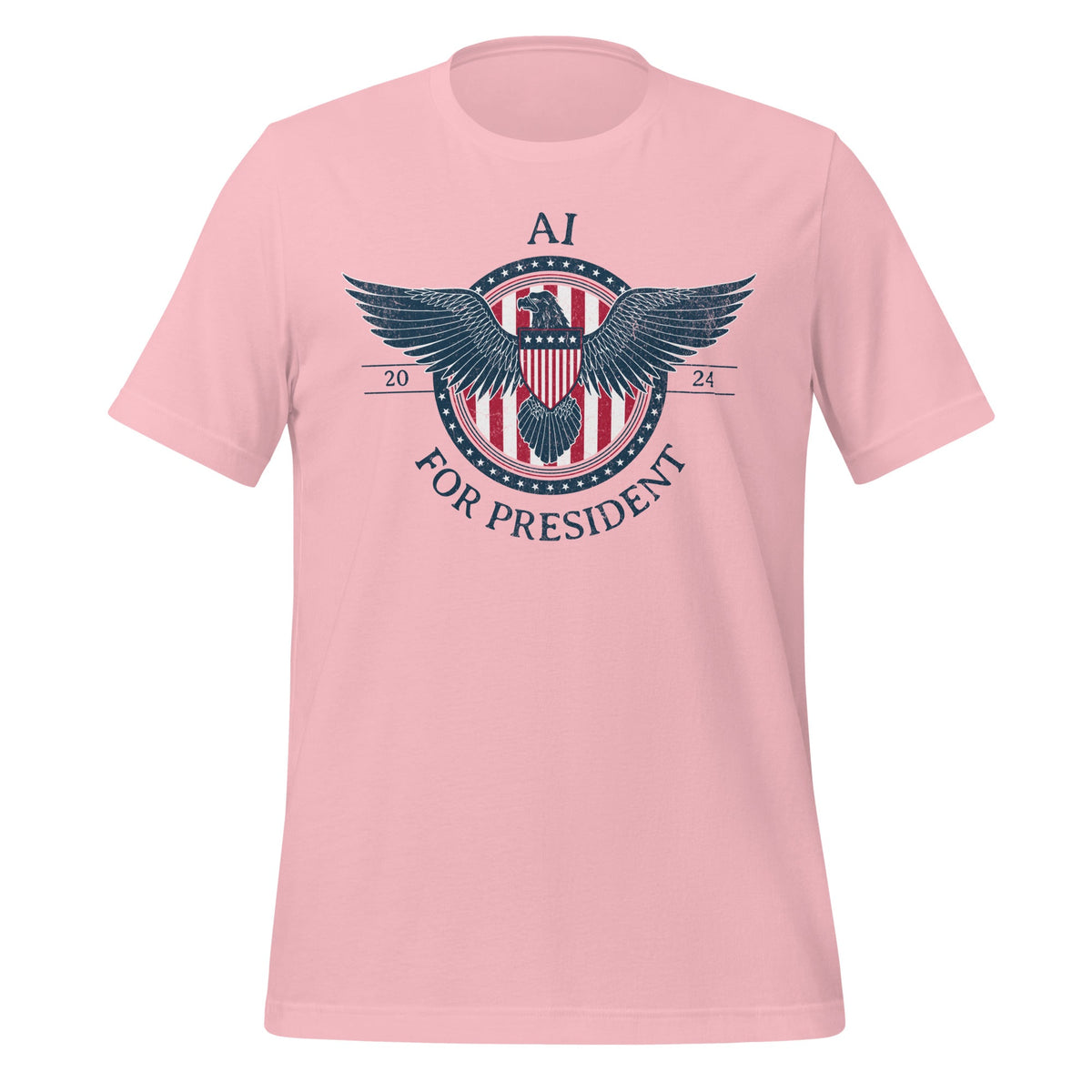 Image of the AI for President 2024 T-Shirt (unisex) Pink / M.