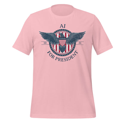 Image of the AI for President 2024 T-Shirt (unisex) Pink / M.