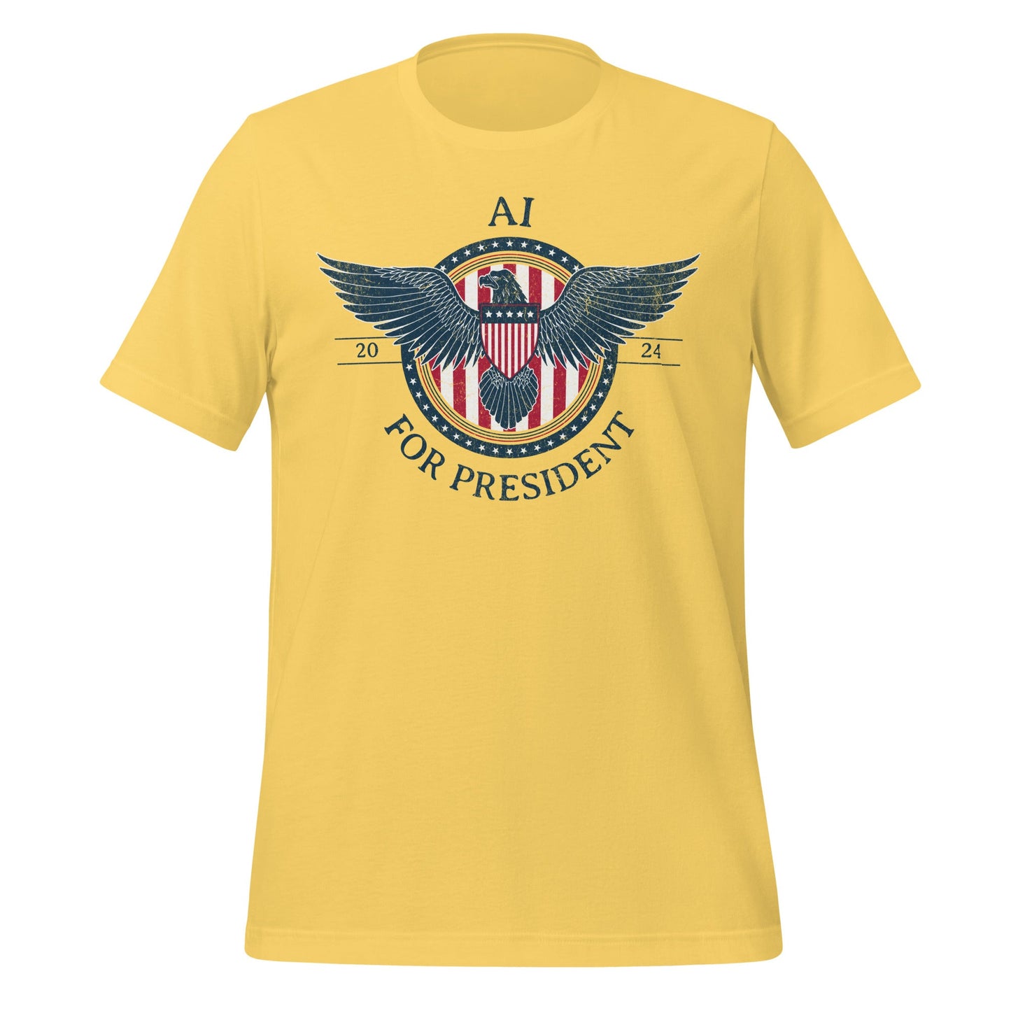 Image of the AI for President 2024 T-Shirt (unisex) Yellow / M.