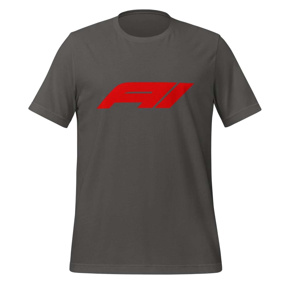 Product mockup photo of the AI for Racing Fans T Shirt (unisex) Asphalt / M.