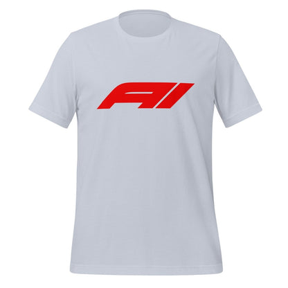 Product mockup photo of the AI for Racing Fans T Shirt (unisex) Light Blue / M.
