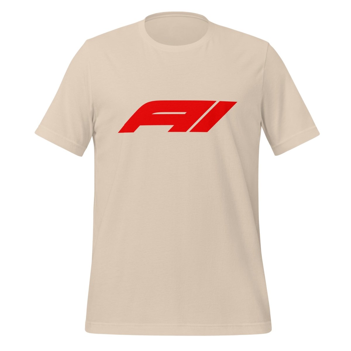 Product mockup photo of the AI for Racing Fans T Shirt (unisex) Soft Cream / M.