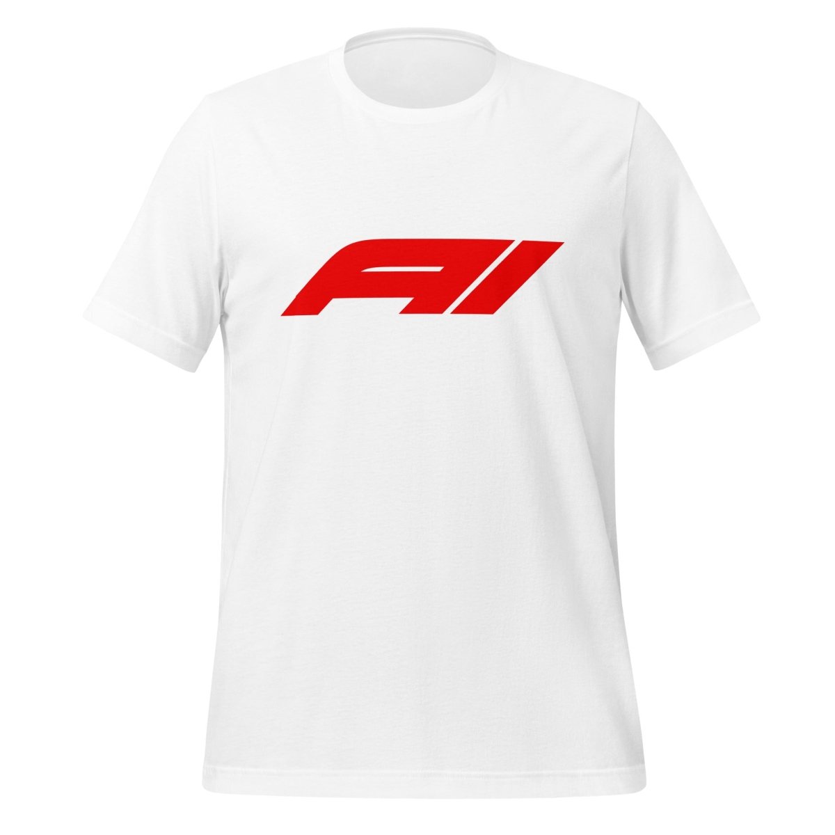 Product mockup photo of the AI for Racing Fans T Shirt (unisex) White / M.