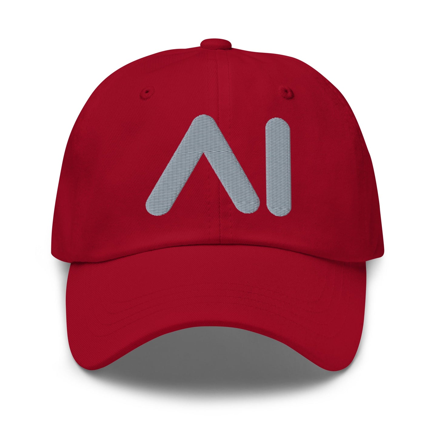 Image of the AI Gray Logo Cap Cranberry.
