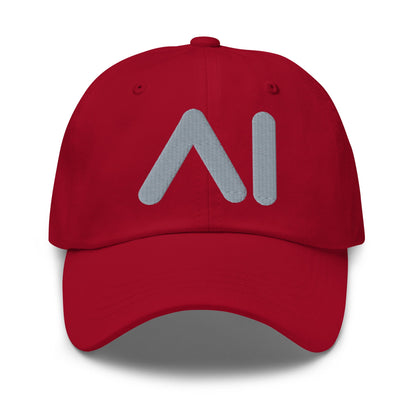 Image of the AI Gray Logo Cap Cranberry.
