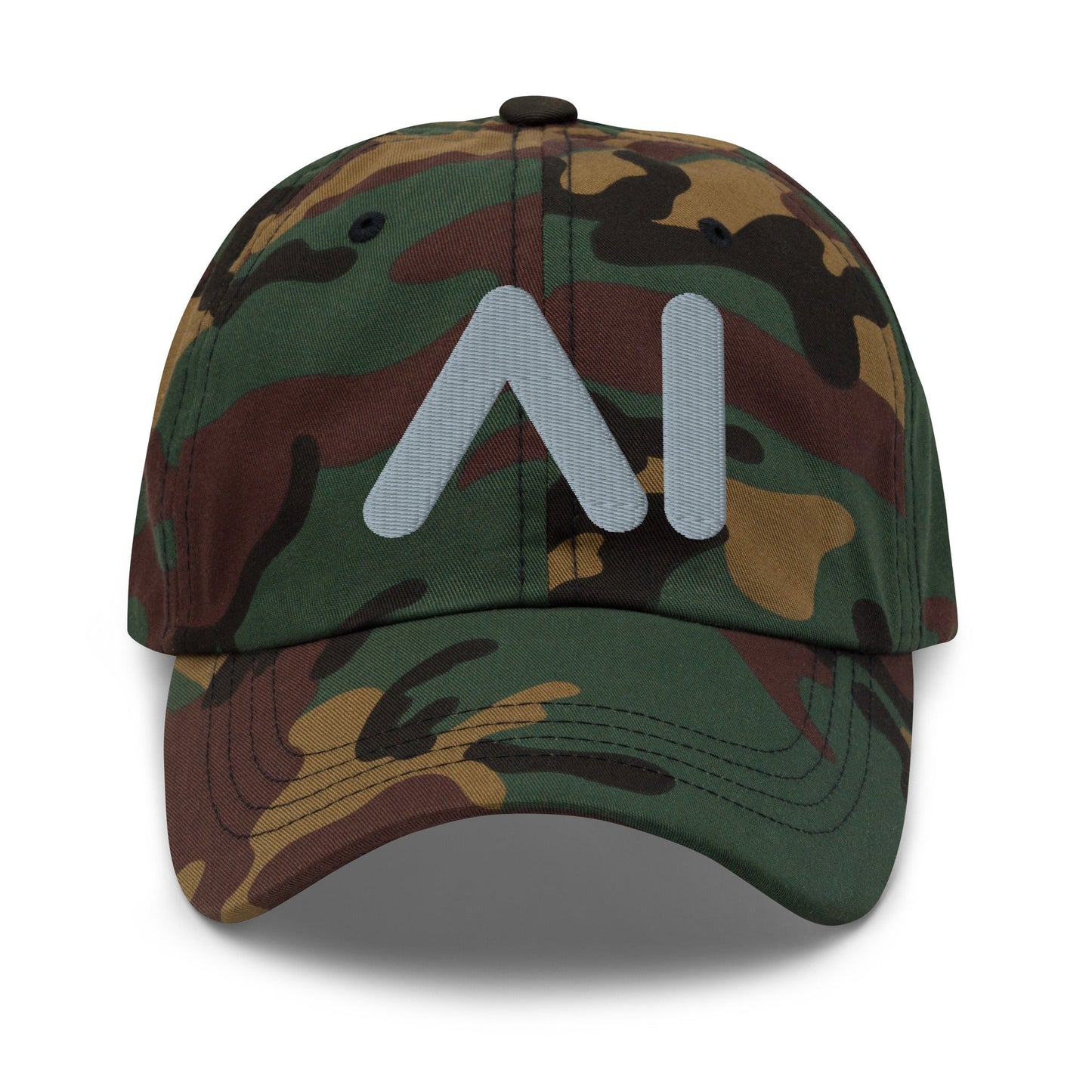 Image of the AI Gray Logo Cap Green Camo.