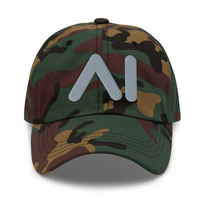 Image of the AI Gray Logo Cap Green Camo.