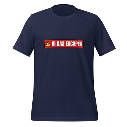 Image of the AI HAS ESCAPED Warning T-Shirt (unisex) Navy / M.