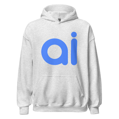 Product mockup photo of the ai Hoodie (unisex) Ash / M.