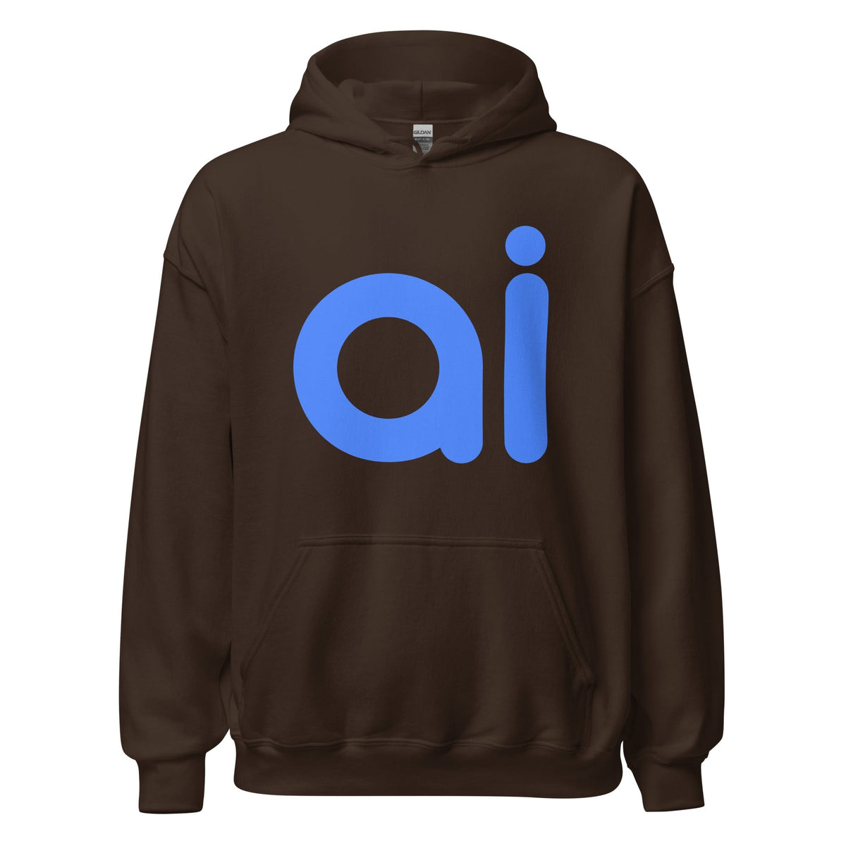Product mockup photo of the ai Hoodie (unisex) Dark Chocolate / M.