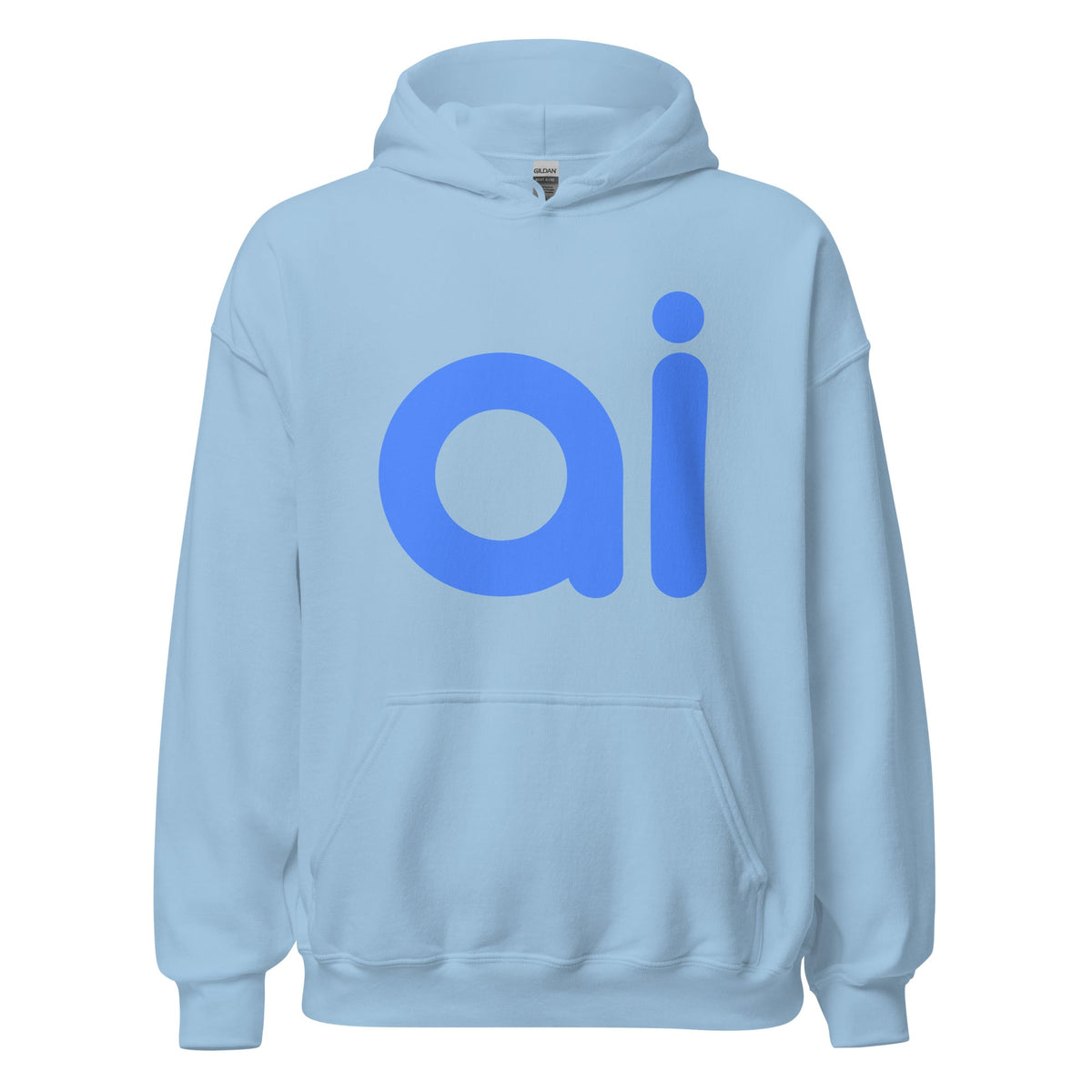 Product mockup photo of the ai Hoodie (unisex) Light Blue / M.
