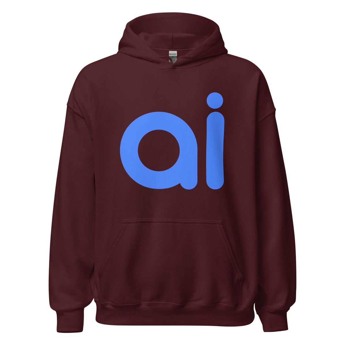 Product mockup photo of the ai Hoodie (unisex) Maroon / M.