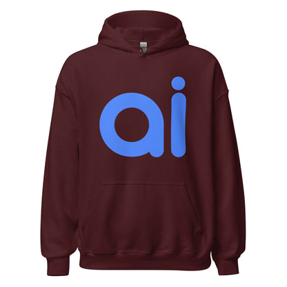Product mockup photo of the ai Hoodie (unisex) Maroon / M.