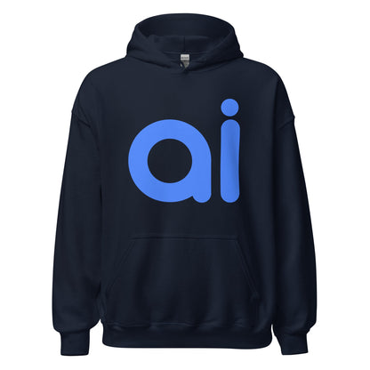 Product mockup photo of the ai Hoodie (unisex) Navy / M.