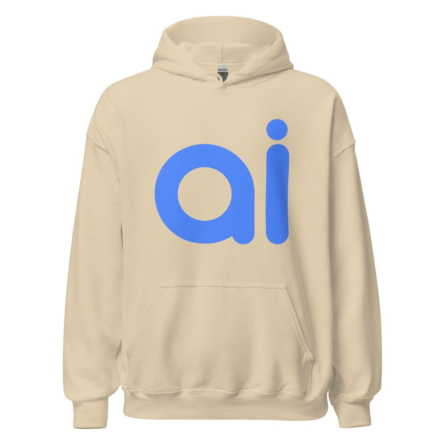 Product mockup photo of the ai Hoodie (unisex) Sand / M.
