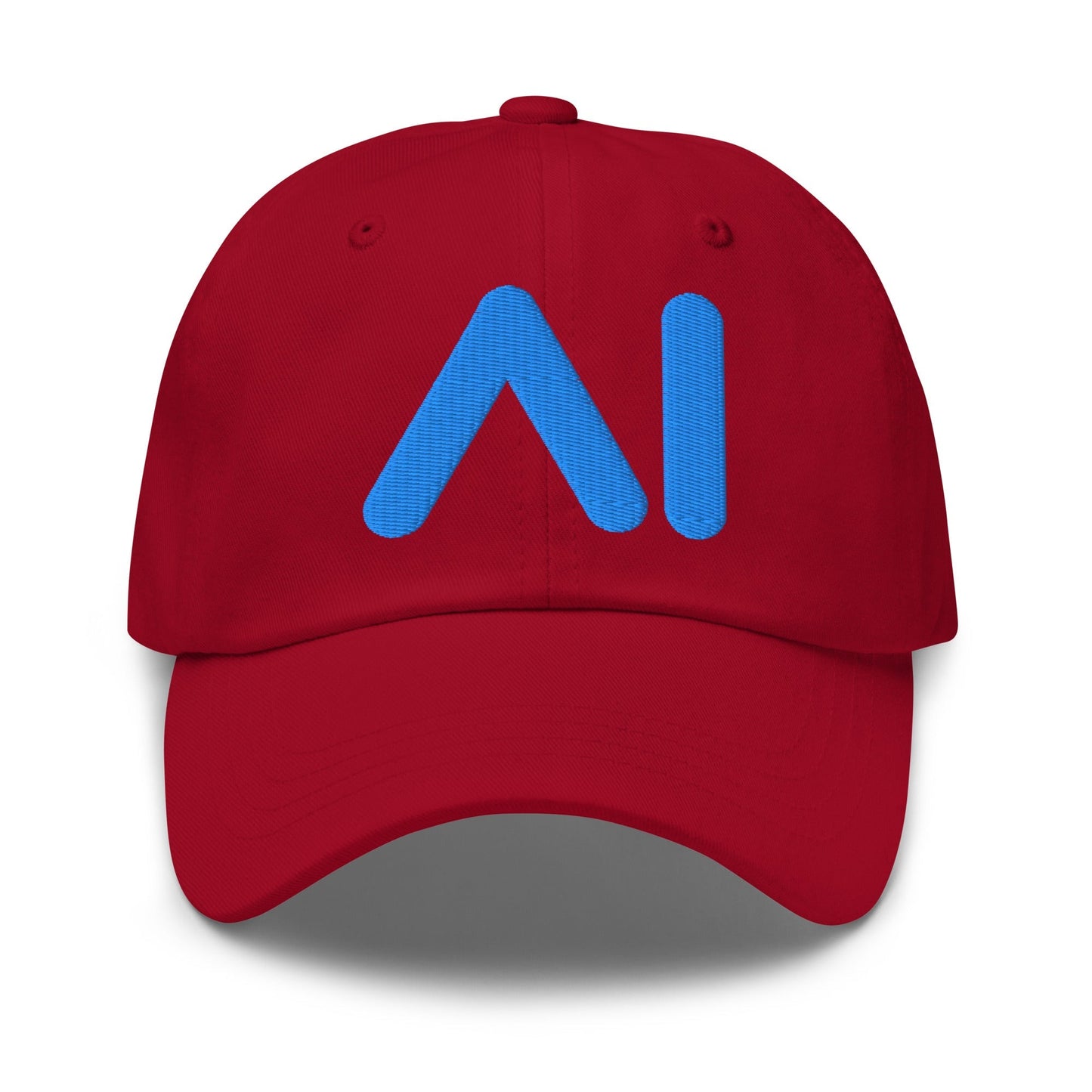 Image of the AI Light Blue Logo Cap Cranberry.