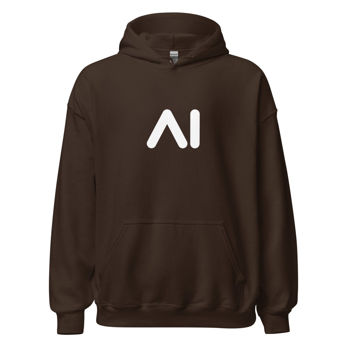 Product mockup photo of the AI Logo Hoodie 2 (unisex) Dark Chocolate / M.