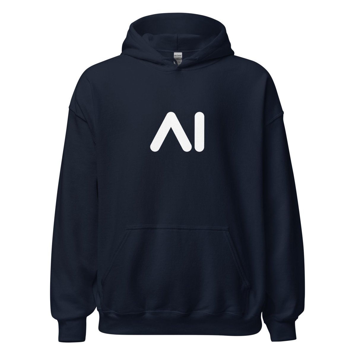 Product mockup photo of the AI Logo Hoodie 2 (unisex) Navy / M.